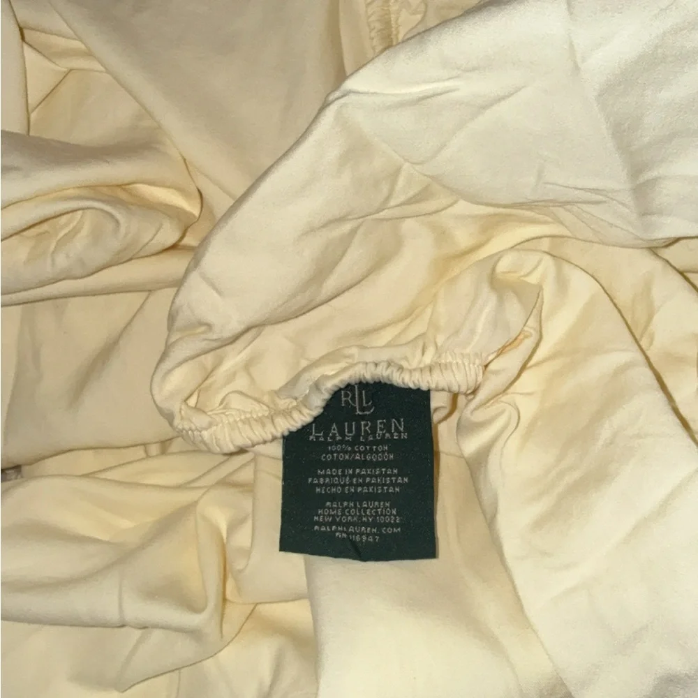 Ralph Lauren Dunham Buttercream Yellow 4pc full double sateen cotton Sheet Set
